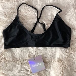 Missguided Black Sporty Cross Back Bikini Top -NWT